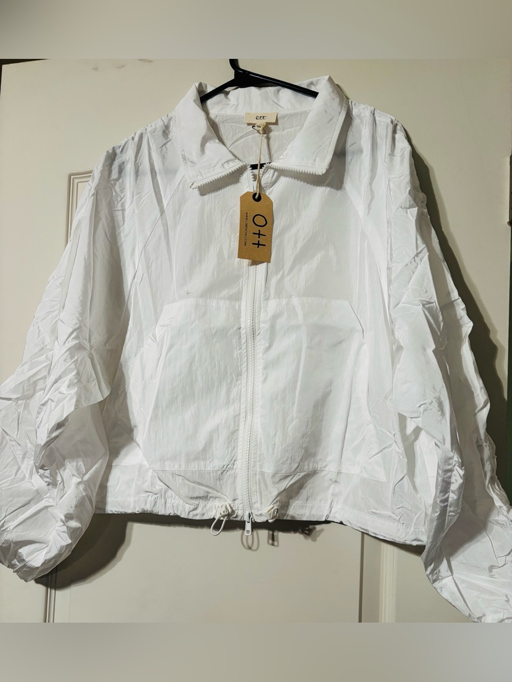 Effortless White Zip-Front Bomber Jacket by Ott